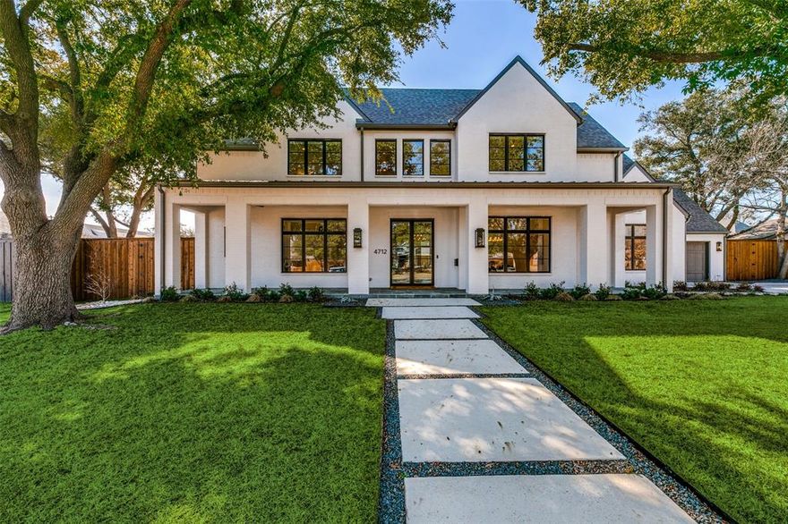 Beautiful, newly constructed home on a large lot in highly sought-after neighborhood. This 5,620 sf home offers 5 bedrooms, 6.2 baths and 3-car garage. Natural light floods the open floor plan that is centered around the kitchen, great room and well-appointed bar. Downstairs, the large primary suite boasts an expansive bathroom and closet and the home also offers a downstairs guest bedroom. The covered outdoor living area is complete with a fireplace and a summer kitchen. Upstairs, you'll find 3 additional bedrooms, each with an en suite bath and spacious closet, as well as a large playroom with bar and an exercise room. This is your chance to live in one of the most coveted neighborhoods in Dallas - convenient to schools, restaurants, shopping, major highways and airports.