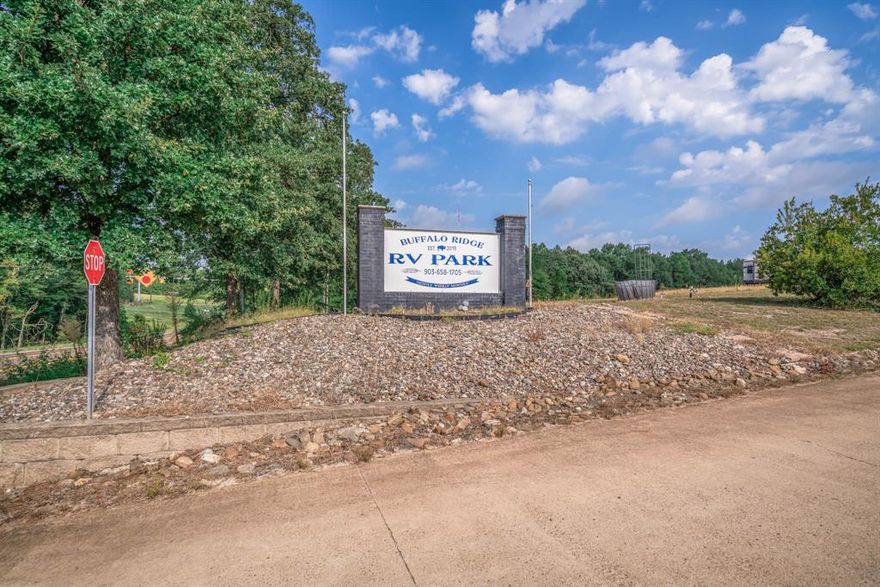 Turn key RV park, ready for new owners in Henderson, TX. With 43 full RV spots plus an income producing laundry facility, with room to grow, this makes the perfect business opportunity for you! With just over 11 acres total, this property also has an office building, a fenced space for pets at the park, and a two bay shop! Buffalo Ridge RV Park is located inside the loop, but just outside of city limits. Running at near full capacity, this property would be a great investment for quick passive income. Call today for more information!
