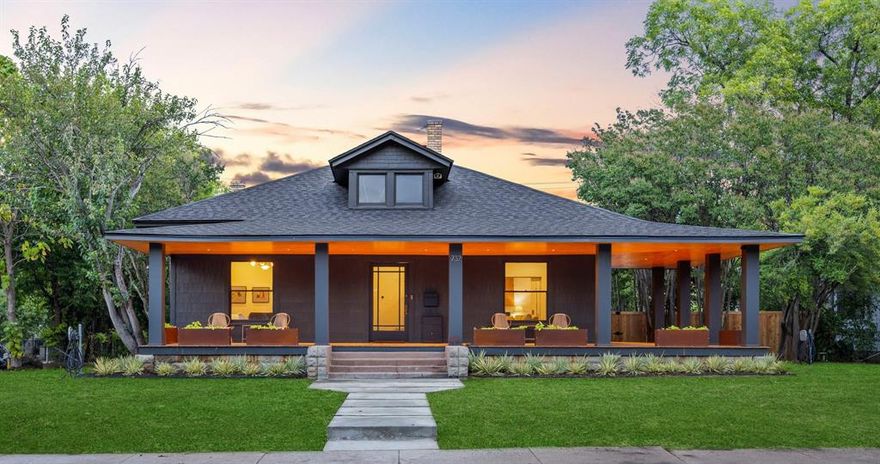 Experience the perfect balance of historic charm and modern luxury in this beautifully updated Craftsman bungalow nestled in Dallas’ sought-after Kidd Springs - Bishop Arts neighborhoods.

Built in 1910 and extensively renovated in 2024–2025, this 2-bedroom, 2.5-bath home spans approximately 1,700 sq. ft. of thoughtfully redesigned living space. Every detail was considered to honor the home’s character while introducing light, flow, and contemporary finishes.

The expansive vaulted attic provides an incredible opportunity to add a third bedroom, loft, or flex space, offering long-term versatility without compromising style.

Set on an oversized 14,187 sq. ft. corner lot - nearly double the neighborhood average - this property offers unmatched outdoor space with room for a pool, garden, or guest quarters. A classic wraparound porch, new privacy fence, and mature trees create a private, inviting retreat.

Inside, you’ll find refinished hardwood floors, high ceilings, and abundant natural light. The chef-style kitchen features quartz countertops, stainless appliances, a gas range, and recently fully painted. The primary suite opens directly to the porch and boasts a spa-worthy bath with dual vanities, walk-in shower, and designer tile.

Additional highlights include a new roof (2024), added half bath, electrical upgrades, modern lighting, sound system wiring throughout, and more. Rare for the area, enjoy a two-car garage, parking pad, and off-street parking - a true Bishop Arts luxury.

Moments from Kidd Springs Park and the Bishop Arts District’s vibrant restaurants, coffee shops, boutiques, and live music, this home offers historic architecture reimagined for today’s lifestyle.

Zoned to Hogg Elementary.