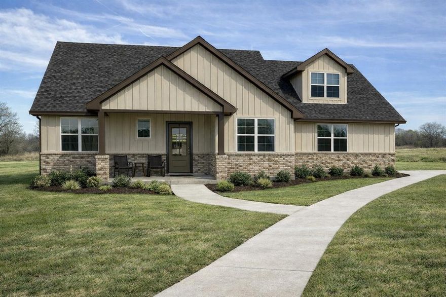 Experience refined country living on just over an acre, where space, style, and freedom come together beautifully. This thoughtfully designed 3-bedroom home with a dedicated study or that 4th bedroom that you need, 3 full baths, with a bonus room, and just under 2500 sq ft. offers a highly functional open-concept floor plan perfect for both everyday living and entertaining. The heart of the home is a stunning, upgraded kitchen featuring an abundance of premium finishes, seamlessly flowing into the spacious family room. A striking painted brick fireplace extending to the ceiling, complemented by a rich stained mantle, creates a warm yet sophisticated focal point.  Head upstairs and experience the bonus room that can be a play room, media room, or a 5th bedroom option if needed, with its own full bath! Custom built-ins with floating wood shelves add both charm and practicality. Designed with convenience in mind, the home includes a mud bench with a built-in desk and charging station ideal for modern living. Architectural details continue outdoors with cedar posts framing the inviting front porch, along with matching cedar shutters accenting the third bedroom and garage windows for timeless curb appeal. Enjoy the benefits of a NO HOA community and a low tax rate, offering greater flexibility and long-term savings. This property perfectly blends luxury finishes with the peace and privacy of country living, an exceptional place to call home.