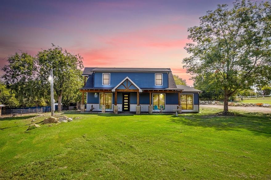 ** 3RD PARTY OWNER FINANCE AVAILABLE, NO CREDIT CHECK** This two-story farmhouse showcases a striking blue exterior with crisp white trim, stone accents, and warm cedar beams that frame the welcoming front porch. Step onto the covered porch—perfect for morning coffee or evening relaxation—and notice the thoughtful details, from the pitched gable design to the stone columns that add timeless charm. Large windows provide lots of natural light while providing serene views of the property. Best of all, this home is just 6 minutes from Benbrook Lake and Mustang Park, giving you quick access to fishing, boating, hiking, and all the outdoor recreation you could want. Whether you’re entertaining on the porch, enjoying the wide-open spaces around the home, or simply soaking in the peaceful setting, this property balances functionality with charm. There is no survey, buyer to obtain survey at buyer's expense.