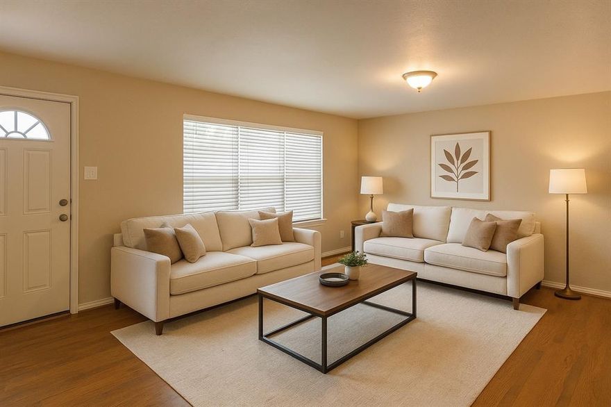 Welcome to this well-appointed home where contemporary design meets everyday comfort. The bright main level features an open, inviting layout ideal for both entertaining and daily living. The kitchen offers a functional yet polished feel with stainless steel appliances, a gas range with vent hood, built-in microwave, and two walk-in pantries providing abundant storage.

Upstairs, two generously sized secondary bedrooms each include walk-in closets and share a full bath. A dedicated walk-in laundry room adds convenience, while the primary suite serves as a private retreat with dual walk-in closets and a spa-like bath featuring dual vanities, a soaking tub, and a glass-enclosed shower.

The property includes two private outdoor areas, a balcony off the primary suite and a main-level patio enclosed by a six-foot privacy fence, perfect for relaxing or hosting guests. Additional features include a two-car garage and HOA-maintained front and back lawn care for low-maintenance living. Ideally located near Highway 121, the Dallas North Tollway, The Colony Aquatic Park, and Bill Allen Memorial Park, the home offers easy access to shopping, dining, and recreation while maintaining a quiet residential setting.