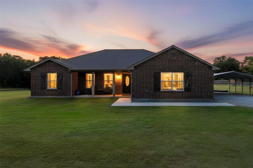 Beautiful 4 bedroom 3 bath custom home nestled on 2 acres in Callisburg ISD. Spacious open concept floor plan with plenty of room for the entire family. Bedroom #2 has its very own ensuite bath, making it a second primary bedroom offering added privacy from the rest of the home. Granite countertops in the kitchen with ample cabinet space as well as granite countertops in all 3 bathrooms. Laminate and tile flooring throughout the entire home. Dining room has a dedicated coffee bar area that leads out to the covered back patio so you can sip on some hot coffee while taking in the serene country views all around you. Large covered back patio is perfect for entertaining and cooking out and also comes equipped with a fire pit area ready for you to enjoy. Spray foam insulation encapsulates the exterior and attic areas of the home which helps keep this home super efficient in both the hot and cold months. Located outside of the city limits, this is country living at a great price. Come and see it for yourself and contact your favorite Realtor today.