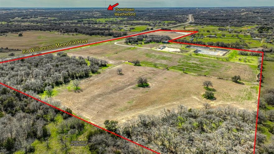 Welcome to an exceptional opportunity in Weatherford, TX! This expansive 63.910-acre property is strategically positioned just off Ric Williamson Memorial Highway. Nestled outside city limits, the land boasts limitless potential, making it ideal for a variety of uses. With excellent commercial potential, this property is poised to contribute to the thriving growth of Parker County. The landscape features 35 acres of lush coastal Bermuda, catering to the needs of equestrian enthusiasts and agricultural endeavors alike. Whether you're envisioning a picturesque ranch, a commercial venture, or a residential development, the possibilities are endless. This versatile property is open to be subdivided, providing flexibility for those with specific development goals. Don't miss the chance to own a piece of Weatherford's promising future. Seize this rare opportunity to invest in 63.910 acres of prime Texas land, where potential meets possibility.