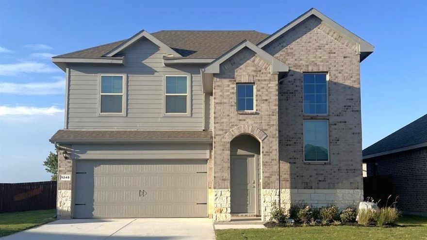 Available for a Quick Move-in!! D.R. Horton America's Builder since 2002 is excited to serve as your new home builder in Vista Park, a fabulous unique master planned community in Decatur and Decatur ISD! Beautiful Two Story 4 Bedroom-2.5 Bath Macon Floorplan-Elevation G, complete and Move-in Ready! Modern open concept with large Chef's Kitchen, Granite Countertop, Ceramic Tile Backsplash, Island, Stainless Steel Appliances, Gas Range and walk in Pantry. Bright Dining area, spacious Living and luxurious main Bedroom downstairs with a 5 foot oversized shower and walk-in Closet. Extended tiled Entry, Hall and Wet areas plus Home is Connected Smart Home Technology. Three bedrooms, a full bathroom and game room upstairs. Half bath off entry foyer convenient for guests. Cultured Marble vanities in full Baths. Covered back Patio, 6 foot privacy fenced Backyard, partial guttering, Landscaping Package and Full Sprinkler System. This home includes the HOME IS CONNECTED base package. Using one central hub that talks to all the devices in your home, you can control the lights, thermostat and locks, all from your cellular device and more!  Situated conveniently near Highway 287 and Highway 380, Vista Park provides convenient access to key roads, making it ideal for commuting and exploring the surrounding areas.