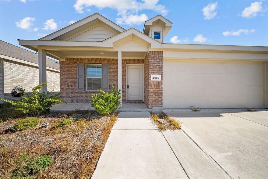 Half Off First Month’s Rent!
Nestled in a warm and friendly neighborhood and situated directly across from Ennis Junior High and High School, this inviting single-story home is perfect for growing families. The owner’s suite is thoughtfully tucked at the rear of the house for added privacy and includes a full bath and a walk-in closet. At the heart of the home is an open-concept layout featuring a stylish kitchen with rich dark-brown cabinetry, decorative hardware, and elegant granite countertops. Seamlessly adjoining the kitchen are a cozy dining area and a spacious family room ideal for everyday living and entertaining. Down the hallway, two additional bedrooms share a full bathroom, making this home both functional and family-friendly. Buyer and buyer’s agent to verify all information.