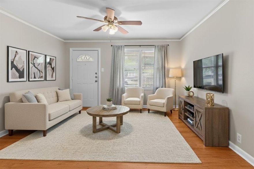 Beautifully updated 3-1-1 in Haltom City within Birdville ISD. Step inside to a spacious living room that opens to the kitchen and dining areas, creating a comfortable flow. The kitchen showcases granite countertops, subway tile backsplash, stainless steel appliances including a gas range, built-in microwave, and ample storage. The oversized family room offers room for relaxing or entertaining with views of the large, fenced backyard. This home offers three nicely sized bedrooms and a charming full bath with upgraded fixtures. Hardwood floors are found in most of the home, adding warmth and character.  The backyard is a true highlight with both a covered deck and an open patio for outdoor gatherings, plus a dog run. A bonus backyard office with AC-heat makes the perfect work-from-home space, and a storage shed keeps tools and toys tucked away. An extra-deep single-car garage plus attached carport provide plenty of parking options. You can walk to Stowe Elementary! The roof was replaced in 2023. Plumbing from the street to kitchen-bath was replaced in 2021.