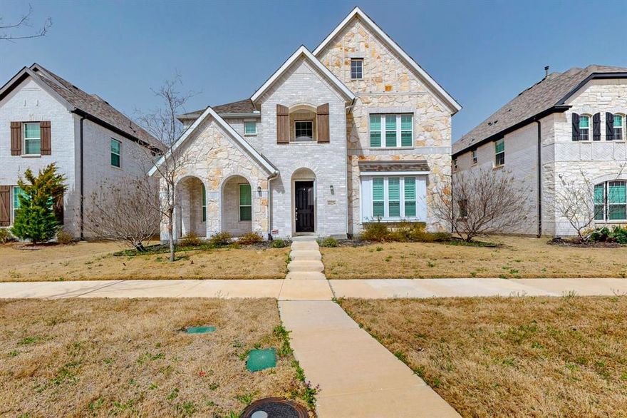 This stunning, KB Home built home is a true gem in the highly sought-after THE RETREAT AT STONEBRIAR community in Frisco, featuring over $60,000 worth of luxurious builder and design upgrades. Designed for modern family living and entertaining, the residence showcases impressive architectural details like vaulted ceilings, a grand entryway, and gorgeous engineered wood floors. The heart of the home is the open kitchen, which features rich white cabinets, gleaming quartz countertops, a massive island, and a powerful 4-burner gas cooktop, all flowing into the spacious family room. Convenience is paramount, with both the luxurious master suite and a second bedroom with a private bath located on the main floor. Outside, the extended covered back patio provides an ideal space for hosting, while leaving ample yard for play. Residents enjoy access to excellent Frisco ISD schools and a prime location with quick highway access (SRT 121, DNT, US 75) and close proximity to Frisco's best shopping, dining, parks, and playgrounds. This upgraded property in a fantastic neighborhood is the perfect setting for creating lasting memories.