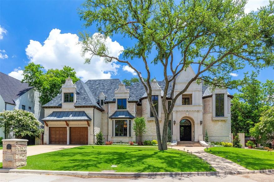 Preston Hollow custom luxury on a cul-de-sac moments away from the Northaven Trail and surrounded by an array of shopping, dining, and some of Dallas's most esteemed schools. The French inspired architecture features cast stone parapet dormers, metal awnings, and double iron entry doors. The grand entry is accented with dual winding staircases. The formal living is designed to embrace the beauty of the outdoors, all while offering warmth and comfort with a large marble fireplace. The great room promises tranquility with serene pool views and effortless access to the dining room, wine room, and a chef's dream kitchen. The kitchen boasts Subzero refrigerators, an ice maker, a steam oven, a 6 burner with griddle Wolf cooktop, and a spacious walk-in pantry. The primary suite is a sanctuary of sophistication and comfort, featuring a marble fireplace, a domed ceiling, and a 20 x 13 ft luxury closet. The luxury bath offers double vanities, DUAL toilet areas, a Sauna, and finishes in marble, onyx, and mother of pearl. Additional comforts and luxuries include the private library with another isokern fireplace and library shelves, an exercise room overlooking the pool, 3 upstairs bedrooms, EACH WITH ENSUITE BATHS, separate media and game rooms, complemented by a wet bar and half bath, and lots of extra storage spaces. The garage ceiling is 13ft 9in and can accommodate two full size car lifts. Partially turfed backyard. Pier and beam foundation.