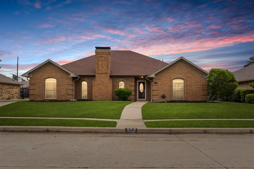 No HOA! 200 Sunny Crest Dr in the Timbers 3 community of Murphy, Texas offers a single-story home with 3 bedrooms, 2.5 baths, 2,191 square feet, a 2-car garage, and a private backyard with an in-ground pool and spa on an interior lot. This property features a functional one-level layout with multiple living areas, including a main living room with gas log fireplace, a secondary living or game room, and a sunroom or flex space. Hardwood and Ceramic Tile flooring throughout. The kitchen includes granite countertops, white cabinetry, electric cooktop, oven, microwave, dishwasher, and a breakfast area connected to a formal dining space for additional functionality. The primary suite includes dual sinks, a jetted tub, separate shower, linen storage, and walk-in closets. Additional bedrooms are well-sized with access to a full bath and a separate half bath for guests. Recent updates and improvements include a new HVAC system with updated ductwork completed in 2023, new water heater installed in 2025, new interior paint in 2026, and updated blinds in multiple areas of the home. Pool equipment updates include a new pump and vacuum in 2024 and replaced skimmers in 2026. Additional upgrades include custom fireplace doors, storm doors added in 2025, and enhanced landscaping. The backyard includes an in-ground gunite pool and spa combo, extended patio with pergola, landscaped yard, sprinkler system, storage, and gated driveway access with RV or boat parking capability. Located in Murphy, Texas with convenient access to major roadways, retail, dining, and services throughout Collin County and the surrounding North Dallas area.