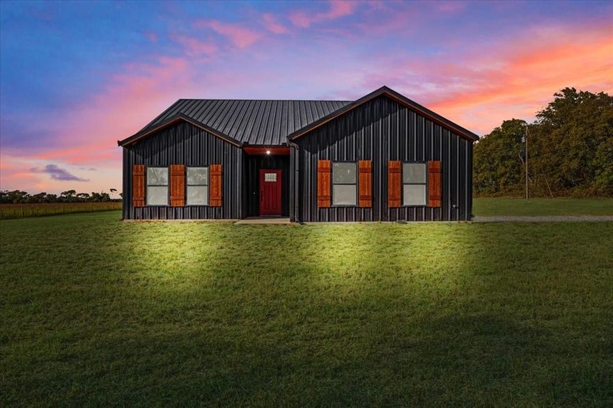 Come get your piece of the country with this like-new 3 bedroom 2 bath home built in 2023 on 1.16 acre lot. This open floor plan barndominium style home will be perfect for any family! Home has beautiful wood-like luxury vinyl flooring throughout. Walk-in pantry with built in shelving. Beautiful walk in master shower with gorgeous accented tile. Kitchen will has granite countertops, Island with farm sink, Home has a Gas Stove and Built in Microwave. Vaulted ceilings throughout the living room and kitchen. Foam Insulated throughout and for a bonus the entire garage is foam insulated as well! Outside, enjoy peaceful country living with a covered patio and room to grow. Propane tank is leased and lease can be transferred at closing. Easy access to Hwy 82 and Hwy 121. Close to Shopping, Restaurants, Schools, and Only an hour drive to DFW airport. Located between, McKinney, Bonham, Greenville and Sherman. Close to the new Bois D'arc lake being built. Beginning of January of 2024 Estimated Completion date! Seller is offering $5,000 in buyer concessions to be applied toward closing costs, rate buy-down(subject to lender approval), or buyer's choice.