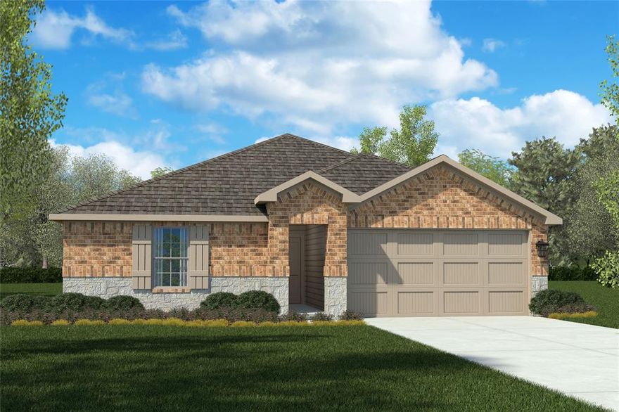 Beautiful new D.R. Horton home in the Townes Landing community located in Fort Worth and Everman ISD! The single-story Bellvue Floorplan, Elevation B, with an estimated Spring completion, offers 3 bedrooms, 2 bathrooms, and a 2-car garage, thoughtfully designed with an open-concept layout that maximizes both comfort and functionality. The family room serves as the heart of the home and flows seamlessly into the dining nook and contemporary kitchen, creating a warm and inviting space ideal for everyday living and entertaining. The well-appointed kitchen features quartz countertops, 36” upper cabinets with hardware, stainless steel appliances, a gas range, stainless steel sink, center island, and a walk-in pantry for convenient storage. The private primary suite includes an en-suite bath with dual quartz vanities, a 5-foot oversized shower, and a walk-in closet located just off the bathroom. Two secondary bedrooms and a full bathroom with a quartz vanity top provide flexible space for family members, guests, or a home office. Luxury vinyl plank flooring extends throughout the main living areas and wet zones, combining durability with easy maintenance. This home is built with energy-efficient construction and includes America’s Smart Home Technology for modern comfort and everyday convenience. Exterior features include a professional landscape package, full sprinkler system with rain sensor, privacy fencing, and more. Residents of Townes Landing enjoy convenient access to I-35W, making commuting to major employers, shopping, dining, and entertainment a breeze. Downtown Fort Worth is just a short drive away, and DFW International Airport is approximately 30 minutes from your doorstep, placing you right in the heart of Tarrant County living.