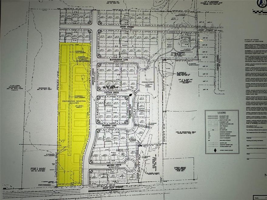 New Development Opportunity.  Commercial and Industrial opportunity tied to a large Residential Development coming to Whitesboro.  7.121 Acres ready for Industrial development needed in the area.  Conveniently located on West Main St, with quick access to Hwy 377 and Hwy 82.  City Plat and Engineering completed and approved through the City of Whitesboro.  All utilities are accessible to the property.