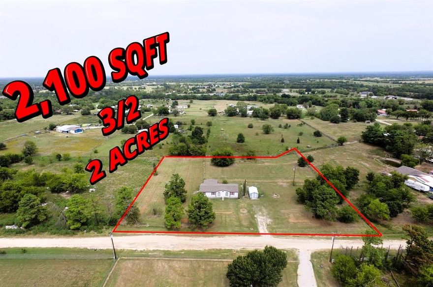 This TRIPLEWIDE manufactured home on 2 private acres screams serenity! As soon as you enter the driveway the land is breathtaking. Walking into the large living area plenty of room for guests. Split bedrooms with a large primary bedroom and en suite. Large eat in kitchen with an island and built in hutch. Plenty of space for all your culinary needs.  Dining area is currently being used as an office space and is open to living room. Separate laundry area and pantry to keep things tidy! Plenty of land for animals, put in a pool let your imagination go wild! New shingle roof last year and new HVAC as of 5 years ago. May need possible ductwork on the bottom. There is a fireplace insert covered by sheet rock in the living room that buyer can install a fireplace if they so choose. Seller is selling AS IS there will be no repairs. Sellers's disclosure is in transaction desk along with On Site Sewer form. All information contained herein deemed reliable but not guaranteed. Buyer and buyer's agent to verify all info including dimensions and schools. Broker, brokerage, and listing agent are not responsible for any inaccuracies.