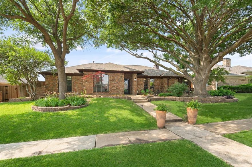 Welcoming curb appeal in the midst of west Plano; this 3 bedroom, 2.1 bath home has a unique charm; spacious open floor plan w family room being the center of the home; kitchen offers plenty of counter & cabinet space, refrigerator (included) and updated 4-burner gas stove, microwave, oven (convection); wet bar & wine counter w wine cooler (included); elegant dining w high ceiling, fireplace & open to both family rm & kitchen; front living room dbls as home office; master suite nicely designed private space with room for seating area, exterior access to patio & master bath has separate vanities, soaking tub, shower & two walk-in closets; spectacular outdoor living with open patio, multiple seating areas & space for grilling; heated pool & spa, mature landscaping & evening lighting; direct access to pool half bath; location in highly desirable Plano schools & easy access to multiple nearby corporate headquarters, dining and entertainment.  List of updates and special features available.