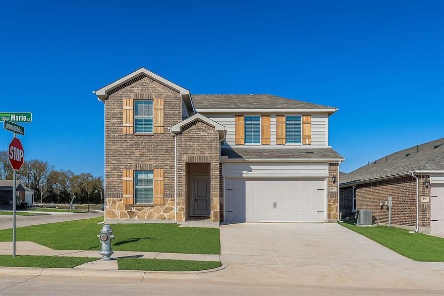 BRAND NEW 4 BEDROOM, 3 BATHROOM, + GAMEROOM, SOUTH FACING HOME WITH 2 CAR GARAGE ON CORNER LOT AND PRIVATE YARD IN SHERMAN. House is brand new and never lived in. Inside, the open floorplan has Luxury Vinyl Flooring throughout, Carpet in the Bedrooms, High Ceilings, and Recessed LED Lighting. Living Room, Dining Room, and Kitchen are all one shared space to make entertaining and cooking enjoyable.Kitchen has Island, Pantry, Quartz Countertops, Stainless Steel Appliances including Electric Oven, Electric Cooktop, Dishwasher, Microwave, and Refrigerator. Primary Bedroom with Ensuite Bathroom is down plus another full bedroom, laundry room with washer and dryer included, and half bath. Upstairs are 2 more bedrooms, full bathroom, and game room. All bedrooms except the 2nd downstairs room have ceiling fans. Spray foam insulation and other features make this home Energy Star Certified. Outside  enjoy the large fenced backyard, front and back covered patio and quaint new neighborhood.
Ask about Move in incentives!