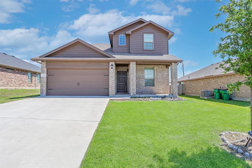 This home qualifies for a 2 - 1 rate buydown.  Check with your agent for details.
Welcome to 316 Fairgrounds Lane, a beautifully maintained two-story residence built in 2017, nestled in the desirable Remington Park community of Ponder, TX. This spacious 5-bedroom, 3.5-bathroom home offers 2,353 square feet of thoughtfully designed living space, perfect for families seeking comfort and convenience.

Step inside to discover a freshly painted interior that exudes warmth and elegance. The open-concept layout features a two-story foyer leading to a sunlit family room, creating an inviting atmosphere for gatherings. The modern kitchen boasts granite countertops, a large island, and brand-new stainless steel appliances—including a new dishwasher, microwave, and sink—making it a chef's delight.

Buyer and Agent to verify all information.

The primary suite, located on the main level, offers a serene retreat with a walk-in closet and an ensuite bathroom featuring dual sinks. Upstairs, you'll find four generously sized bedrooms and two full bathrooms, providing ample space for family and guests.

Enjoy outdoor living in the fenced backyard, complete with a covered patio, extra sitting area, and hammock space—ideal for relaxation and entertaining. Community amenities include a playground, soccer field, hiking trails, and a basketball court, enhancing the lifestyle this neighborhood offers.

Situated within the highly sought-after Ponder Independent School District, this home is conveniently located near schools and shopping centers. Don't miss the opportunity to make this turnkey property your new home.