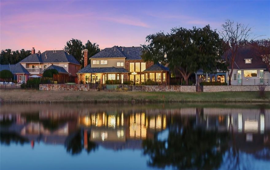 Breathtaking estate nestled in a prestigious, gated and guarded community of custom homes overlooking a lake and The Clubs of Prestonwood golf course! Welcome home to Cypress Point, celebrated for its mature trees, gorgeous greenbelts, scenic trails, private lake, abundant wildlife, and a neighborhood park. Paradise awaits you in the stunning backyard featuring picturesque views, a resurfaced pool and spa with a waterfall, lush landscaping, raised garden beds with an integrated irrigation system, and a tiered patio perfect for outdoor living and entertaining. Open the custom front door and step inside to plantation shutters, soaring ceilings, solid core doors, extensive Italian porcelain wood-look tile flooring, a whole house generator, and an abundance of Pella energy efficient windows that flood the home with natural light. Host in the impressive living room graced with a double mantel fireplace and electric upper shades, or enjoy gatherings in the cozy family room boasting a fireplace, wall of built-ins, coffered ceiling, and a wet bar area. Fall in love with the chef's kitchen offering granite countertops, top-of-the-line stainless steel appliances, a spacious walk-in pantry, butler's pantry, and an island. Pamper yourself in the lavish primary suite with plush, high-end carpet and padding, an expansive custom closet, a Lopi fireplace, and a renovated bath showcasing Venetian plaster, an oversized frameless shower, a cast iron freestanding tub, custom mirrors with beveled glass, and separate granite vanities with a dedicated makeup area. Be productive in your home office with French doors and a wall of built-ins, or make great use of the upstairs flex space which can be used as a game room. Smart home features include a B-hyve sprinkler controller, Ring cameras, and a MyQ garage door opener. Close proximity to the 200-acre Arbor Hills Nature Preserve, shopping, and dining, with easy access to major highways and downtown Dallas.