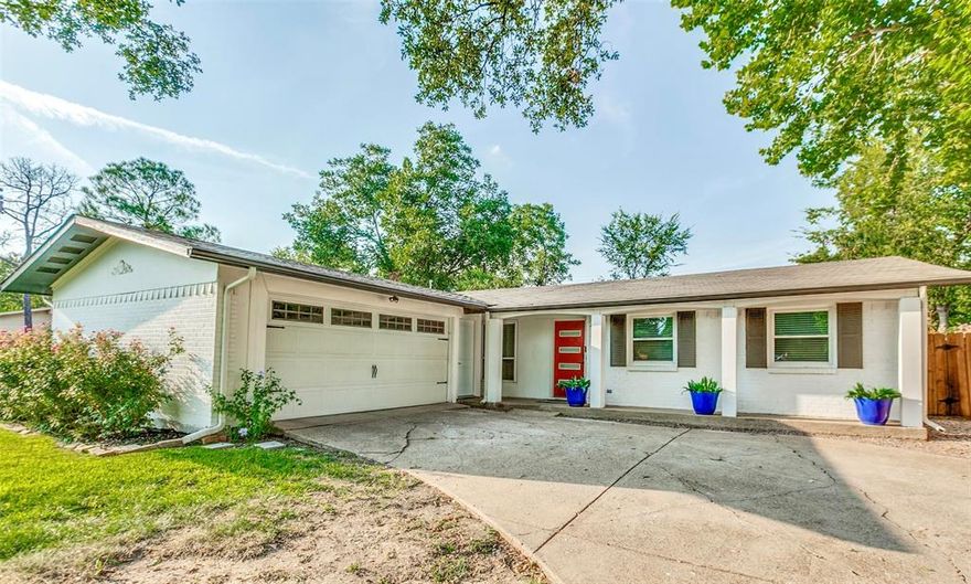 A beautifully remodeled 3-bedroom, 2-bathroom mid-century home with tall, mature trees on a large corner lot less than two miles from I-35E and I-635. This home has a spacious open floor plan with LVP flooring, a stunning fireplace, and high-end ceiling fans. It features a new kitchen with granite countertops and peninsula, stainless steel appliances, custom cabinets, and a white stone backsplash. Each bathroom has been updated with gorgeous tile, granite, and new cabinets and fixtures. The master bathroom includes a double vanity, designer tile, and oversized glass shower with rainfall showerhead. The home is also fully updated with a new roof (2021), HVAC system and smart thermostat (2024), water heater (2021), smart locks (2025), smart garage door opener, custom closets, and full Ring security system . Outside, you’ll find a beautifully landscaped and fenced backyard with an inviting outdoor patio - perfect for relaxing or entertaining.