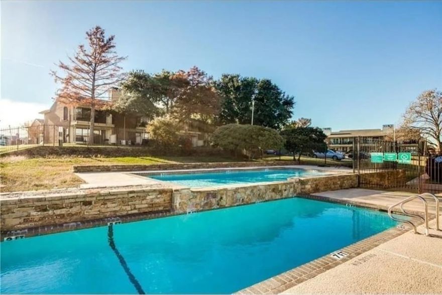 Experience low-maintenance condo living in this charmingly updated 1-bed, 1-bath end unit situated in the gated Faulkner Point community just off I-30 and steps from Lake Ray Hubbard. This home boasts luxury vinyl plank flooring, contemporary light fixtures, and a fresh neutral paint palette throughout that enhances the open layout and abundant natural light.
 The eat-in kitchen has been tastefully updated with granite countertops, white shaker cabinetry, and stainless-steel appliances, making it both stylish and functional. A cozy wood-burning fireplace anchors the living area, creating a welcoming space for relaxing and entertaining. Step outside to your oversized covered patio, complete with an extra storage closet — great for outdoor lounging or grilling.The bathroom features modern fixtures, a new vanity, and a refreshed shower-tub combination. 
Community amenities including an in-ground pool, gated entry, walking trails, and common areas perfect for first-time buyers, investors, or anyone seeking a turnkey home. 
 HOA includes structure and grounds maintenance, trash, sewer, water.
 Great rental potential or move-in ready residence with just about 16 miles to downtown Dallas. 
. 
All the furniture and decor items are negotiable.