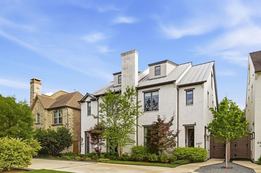 This exceptional transitional SFA home, custom built in 2019 and located within Highland Park ISD, offers timeless design, modern luxury, and effortless living across 3,859 square feet. Featuring 4 spacious bedrooms, 4.1 bathrooms, and two inviting living areas, this residence combines sophistication with comfort. The heart of the home is a gourmet kitchen with a large center island, high-end stainless steel appliances, gas cooktop, and abundant cabinetry—all designed to inspire culinary creativity. Natural light fills the open-concept living and dining areas, accented by beautiful hardwood floors, high ceilings and designer lighting. Enjoy the serene outdoor retreat, complete with a private side yard perfect for grilling and entertaining, as well as turfed spaces ideal for pets or low-maintenance enjoyment. Upstairs, the primary suite is a true sanctuary with dual vanities, a soaking tub, a frameless glass shower, and two expansive walk-in closets. Each secondary bedroom includes its own ensuite bath and generous closet space, while a large flex room offers versatility for a game room, gym, or media space.
Additional highlights include a two-car garage, elevator-ready design, and generous storage throughout. This meticulously maintained home captures the perfect balance of style, function, and location—ideal for today's luxury lifestyle in the heart of Highland Park.
