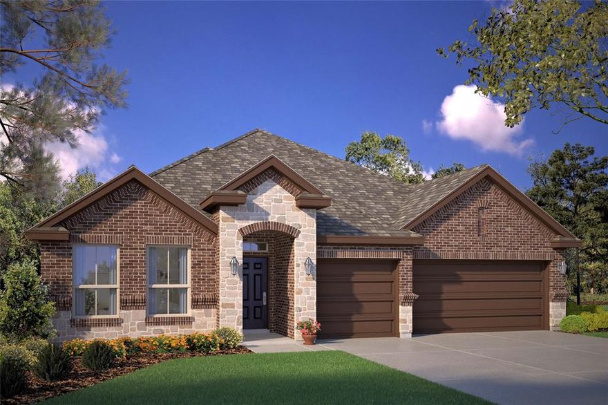 Welcome to D.R. Horton’s fabulous new community of Lakeview Pointe, located in the desirable city of Grand Prairie within Midlothian ISD! Estimated completion Spring 2026. The impressive single-story Brock Floorplan – Elevation A offers 4 bedrooms, 3 bathrooms, a 3-car garage, and a flexible layout with a formal dining room or optional study, designed to accommodate a variety of lifestyle needs. The open-concept family room connects seamlessly to the dining area and modern chef’s kitchen, creating a bright and inviting space perfect for everyday living and entertainment. The kitchen is beautifully appointed with 42-inch upper cabinets with crown molding, quartz countertops, stainless steel appliances, ceramic tile backsplash, a center island, and a walk-in pantry. The private primary suite is located at the rear of the home and includes a well-appointed ensuite bath with dual quartz vanities, a 5-foot shower, a separate soaking tub, and a spacious walk-in closet. Secondary bedrooms are thoughtfully distributed across the home, including one with an attached full bath for added convenience. Additional highlights include a powder bath, dedicated laundry room, and mud room area off the garage for everyday functionality. This home also features RevWood flooring in high-traffic areas, a covered patio for outdoor enjoyment, and America’s Smart Home Technology package. Exterior upgrades include a landscape package with a full sprinkler system and a fully fenced backyard for privacy and easy maintenance. With just one carefully designed phase, Lakeview Pointe will feature a future park and playground, fostering a welcoming community environment. Situated in a growing, family-friendly area, this neighborhood offers the perfect balance of comfort, convenience, and modern living.