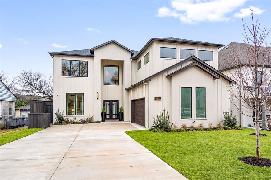 Exquisite new construction custom built for owner’s personal residence in Lakewood! No detail spared, and upgrades abound! Soaring ceilings, wide plank white oak flooring, Marvin windows, custom white oak cabinetry and built-in shelving, waterfall quartz island with double size workspace sink, Sub-Zero refrigerator, and Monogram appliances.  No detail overlooked in this flawless new construction. Floorplan features office and second primary suite downstairs along with main living spaces opening to huge covered patio prepped for outdoor kitchen designed for entertaining. Upstairs features main primary suite with private balcony featuring breathtaking panoramic sunset views, enormous designer walk-in closet and gorgeous ensuite bath. Two additional bedrooms upstairs each have its own ensuite bath. Don’t miss the multipurpose or yoga room as well as game room with half bath. Features a whole home gas generator, two tankless water heaters and oversized garage. Zoned to Mockingbird Elementary and directly backing to the St. Thomas Aquinas football field, this location cannot be beat with prime access to retail and restaurants at the Hillside shopping center at Mockingbird & Abrams! Location, amenities, and finishes cannot be beat!