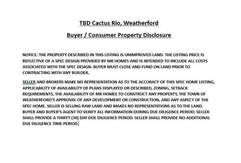 Tiny photo for TBD Cactus Rio Drive, Weatherford, TX 76087 (MLS # 20885615)