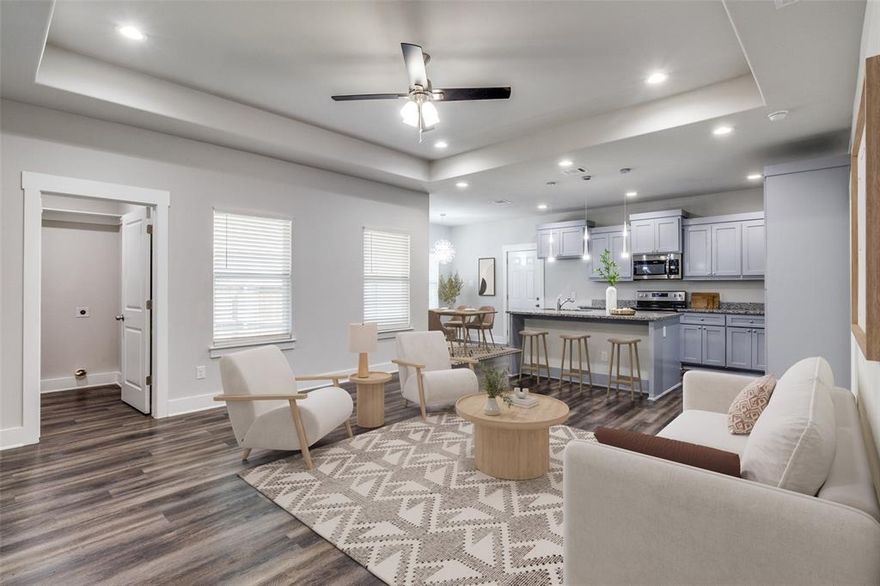 Welcome to this beautifully maintained, newer construction home built in 2023. Perfectly blending comfort and thoughtful design, this residence offers a warm and welcoming atmosphere that feels brand new, with fresh landscaping and fantastic curb appeal. From its efficient layout to its stylish finishes, every detail has been carefully considered to provide an easy and enjoyable living experience. Featuring 4 spacious bedrooms, the split floor plan offers privacy and functionality for today’s lifestyle. The stylish kitchen is a true centerpiece, complete with a 5-burner cooktop, stainless steel appliances, and a large island ideal for both cooking and gathering. Tray ceilings add dimension and sophistication, while a full-size laundry room ensures convenience. The single-car garage offers direct interior access, making daily routines seamless. Fresh landscaping enhances the curb appeal, and the private backyard provides a perfect retreat for relaxation or entertaining. Situated just minutes from Miller Family Park and with easy access to I-45, I-35, and Loop 12, this home offers the best of both worlds—tranquil living with quick connectivity to surrounding amenities. With curb appeal, modern finishes, and a functional layout, this move-in ready home is a wonderful opportunity in a prime location.