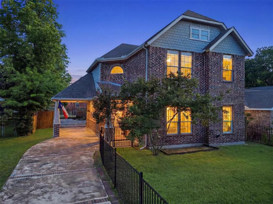 Tucked just moments from Bishop Arts District, this move in ready home offers the rare combination of walkability, modern style, and private outdoor living in one of Dallas’ most sought-after neighborhoods. Inside, the home blends warmth and sophistication with soaring ceilings, abundant natural light, rich wood-look flooring, and an open-concept design. The kitchen features custom cabinetry, granite countertops, and stainless-steel appliances.
The spacious primary suite and generously sized secondary bedrooms provide flexible living options, while the upstairs game room offers the perfect media space, office, or playroom. Outside, enjoy a gated driveway, low-maintenance landscaping, and a private fenced yard shaded by mature trees.