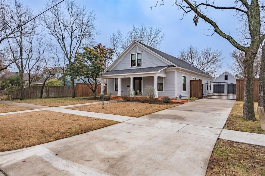 Enchanting historic residence with 3 or 4 bedrooms (3 bedrooms+a bonus room, or 4 bedrooms)! It also boasts a versatile office space, & a formal dining area; this home seamlessly blends timeless charm with modern functionality. Reclaimed hardwood floors found throughout, an ideal floor plan for entertaining with the butler's pantry that has a wine fridge & open concept kitchen. Commercial grade gas range, pot filler, double ovens, marble counters, & the refrigerator stays. Live in a piece of history that possesses tons of character with a gas fireplace, beautiful molding, stained glass window, & covered porches with brick pavers. Owner's suite has an amazing ensuite bathroom with heated floors, claw foot tub, separate shower & separate vanities, along with a large walk in closet. Detached 2 car garage, fenced backyard, & (electric) gate at the driveway. Spray foam insulation. Nestled near charming downtown Waxahachie, this home also offers a lifestyle where you can shop, dine, & play.