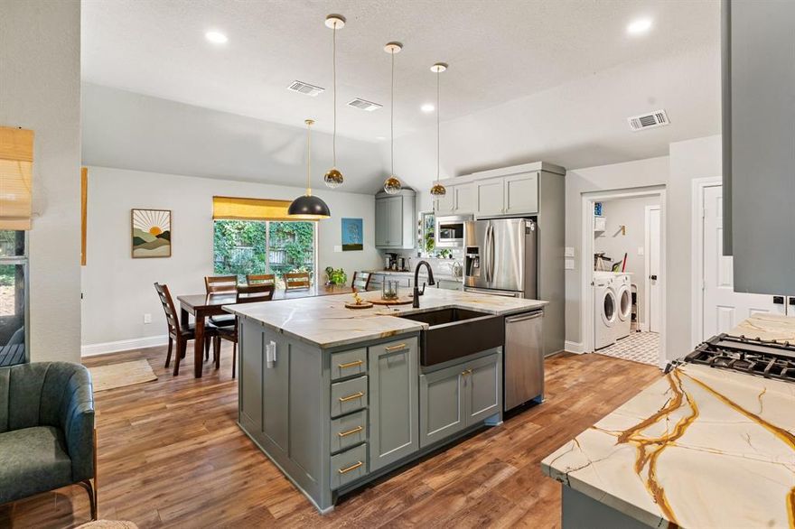 Dream Chef's Kitchen!
Gem in the Wild!
Updated stunner situated in a beautiful, quiet neighborhood in Grapevine Colleyville ISD! Expansive lot on a peninsula, walking distance to Lake Grapevine and expansive walking trails. 
Remodeled from the ground up and boasting upgraded finishes inside and out. Luxury vinyl plank flooring throughout. New Custom cabinets in the chef's kitchen featuring stainless-steel appliances, massive island, high end Quartzite counter tops and a ton of storage. The luxury light fixtures in addition to fresh paint inside and out and new windows in front of home make it feel like a new build.
Inviting open floor plan perfect for entertaining. Huge living area and several nooks to create your own space. Master bath remodel includes more custom cabinets, Walk-in shower, Dual vanities, and newly configured closet.  A brand new half bath was added without increasing the home's footprint.  Step out back into the screened-in patio and enjoy your serene, large backyard with beautiful swimming pool, majestic trees and large storage shed.