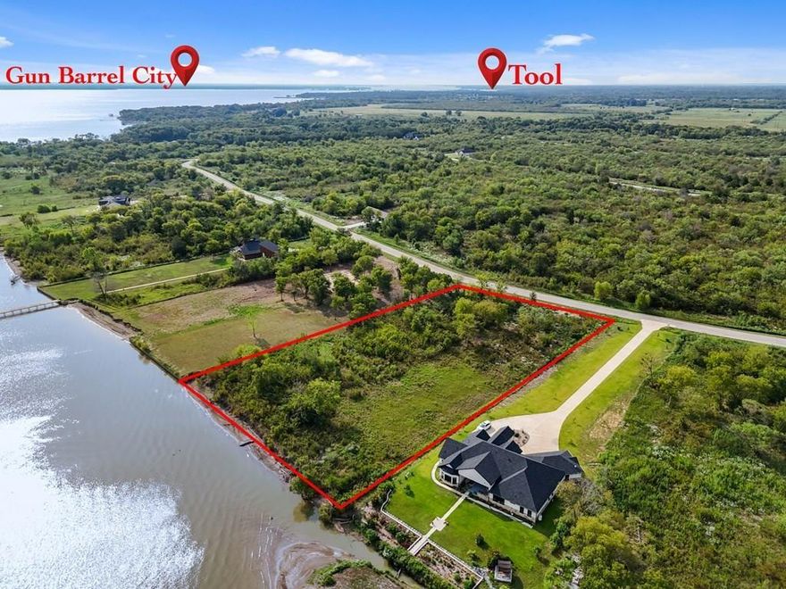 Stunning sunsets await you at this spacious waterfront lot in the upscale gated community of Edgewater, offering over 100 feet of shoreline and just over an acre of prime real estate. This site is perfect for building your dream home, providing ample space and breathtaking views. Located in one of Cedar Creek Lake's most sought-after communities, this lot provides community features amenities such as boat slips, a pavilion with a fire pit, hiking trails, secure storage for boats and trailers, and a tranquil lake setting. Agent Remarks: The seller has already cleared the lot, making it easier for you to visualize your ideal home with amazing sunset views over the lake. Cedar Creek Lake offers excellent fishing, water sports, and opportunities for relaxation. This prime location is also conveniently close to restaurants, shopping, with easy access to Highway 175, ensuring a quick commute to Dallas.