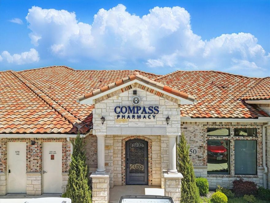 PROFESSIONAL OFFICE OR MEDICAL CONDO in FAST GROWING N FORT WORTH - ALLIANCE AREA!  Perfect for owner user or as a BITE-SIZE investment opportunity to purchase and lease out for passive income.  Located on N Tarrant Parkway, a major east-west arterial connector in the North Fort Worth - Alliance corridor, this suite is ideally supported by strong demographics and traffic patterns.   Plug-n-play suite was last utilized as a pharmacy; or use your imagination to establish your own business here as this community consists of professional service uses - general business office or uses in connection with the medical profession.  For investors, asking lease rates are between $28 - $35 NNN in this development.  Proforma cap rates estimated between 6.8% - 8.5% depending on future lease terms.  The Association has insurance that covers the roof, exterior walls, and common areas. The Association will cover any maintenance issues on the outside of the building, exterior walls, common elements, roof. Owners are required to have their own insurance policy that covers the inside. The association pays for the water, sewer, landscaping, and waste removal.  Owners pay for the electricity inside their units. The association covers exterior electricity.  ***Equipment shown is negotiable to convey on separate Bill of Sale***