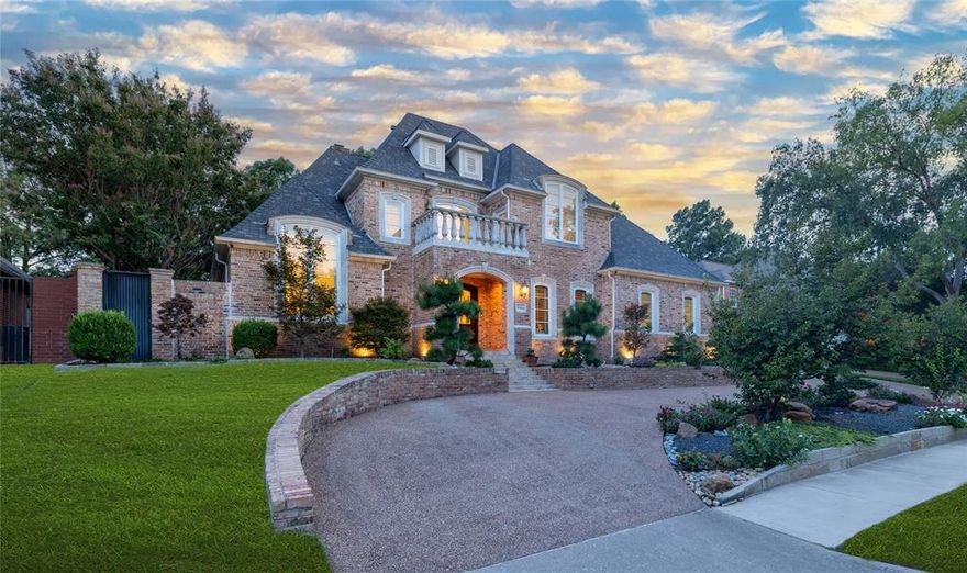 This beautiful home on the prestigious 36-hole Gleneagles Golf Club boasts natural light galore and backs to a pond on the King’s Course. Majestic trees provide privacy without blocking the view. Over $400,000 in upgrades, spacious entertaining areas and NO carpet! Windows upgraded to tempered glass throughout. The modern kitchen will WOW you! Open concept, the GALLEY Ultimate Culinary System with a 56 in workstation and two faucets, Wolf Induction Cooktop and Gourmet Microwave, a 12 ft butcher block island seating 8 and custom cabinets. The stunning living room boasts soaring ceilings and hardwoods in a herringbone pattern open to dining. Nearby is a classic study. A vessel tub updates the main bath and floating sinks in the secondary baths. Upstairs you find a covered balcony, third living space, 3 bedrooms, 2 full baths and easy attic access. A sought-after location near the North Dallas Tollway, George Bush Turnpike, Preston Road, schools, shopping, dining, health care and more.