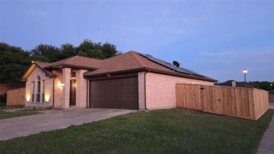 Welcome to this beautifully renovated single-story home, where no detail has been overlooked. From the moment you step inside, you’ll notice the seamless blend of modern upgrades and thoughtful design. The home features brand-new flooring, fully updated bathrooms, fresh paint throughout, and all-new lighting, switches, outlets, and fixtures. Energy-efficient LED lighting has been installed throughout, adding both style and savings.
The kitchen has been completely reimagined with quality finishes, including soft-close cabinetry and contemporary touches that make both everyday living and entertaining effortless. Peninsula instead of an island with enough room for 3 people to eat at. Countertops and backsplash came from the same part of Quarts material from smoother blend. Oversized pantry sits in its own room. Lots of natural light thanks to the Skylight in the kitchen.
Situated on a desirable corner lot, the property offers extra space and privacy, highlighted by a brand-new cedar fence with gates on both sides—perfect for convenience and flexibility. 
Each bedroom includes a spacious walk-in closet, providing ample storage for the whole household. LED fan with a remote control.
The benefits continue with fully owned solar panels that transfer with the property at no additional cost—helping significantly reduce your monthly electric expenses from day one.
Even the garage has been thoughtfully upgraded, ensuring every part of the home is move-in ready. This is a rare opportunity to own a truly turnkey property where care, quality, and functionality come together.
Come see it for yourself and experience the attention to detail that sets this home apart.