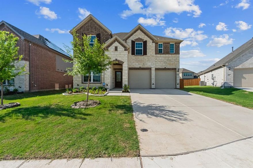 A beautiful two-story home that is spacious with lots of bright natural light and an open floor plan. The property features Five beds, four baths, a game room, a media room, a large family room, a Master Suite with a large walk-in closet, dual vanities, and a huge walk-in closet. The kitchen has an open concept with quartz countertops, a walk-in pantry, and SS appliances. The second floor has two full-size bedrooms, two full baths, a huge game room, and a media room. The backyard has ample room for a large gathering. The property is located in Anna Crossing, a master-planned community in Anna with trails, ponds, parks, other amenities, and sought-after schools. The home has a Refrigerator, washer, dryer, RO filtration system, and whole house water softener system.