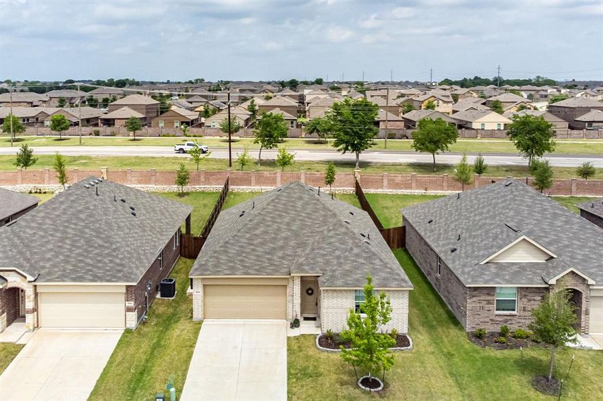 Single-story 3-bedroom, 2-bathroom home on a cul-de-sac in Shaded Tree in McKinney, Texas 75071. Seller offering $10,000 in concessions toward buyer's choice of closing cost assistance or interest rate buydown. This 1,605-square-foot one-story floor plan features open-concept main living areas with LVP flooring, upgraded light fixtures, and a new ceiling fan. The kitchen includes a large center island, gas cooktop, and ample cabinet storage. The primary suite offers a walk-in shower with upgraded fixtures, dual vanities with upgraded faucets, and a walk-in closet. Two secondary bedrooms with blackout shades provide flexibility for a home office, guest room, or hobby space. Seller-installed upgrades totaling $9,500 include new faucets, shower fixtures, shower rod, roller shades, curtain rods, blackout shades, light fixtures, ceiling fan, and professional landscaping with stone-bordered flower beds. Shaded Tree residents enjoy a community swimming pool, multi-use nature trail, and HOA-covered fiber optic internet. Erwin Park offers nature walks and off-road biking trails, and Bonnie Wenk Park provides additional outdoor recreation. Baylor Scott & White Medical Center McKinney is minutes away with 24-hour emergency care. Local dining includes Hutchins BBQ, Rick's Chophouse, and Harvest in Historic Downtown McKinney, surrounded by boutique shops, restaurants, and weekend events. Shopping along U.S. 380 includes Whole Foods, Costco, and specialty retailers, and Oak Hollow Golf Course offers nearby recreation. Located in McKinney, Texas with convenient access to major employment corridors in Allen, Plano, and Frisco, this move-in ready single-story home in Shaded Tree combines functional upgrades, cul-de-sac privacy, and established community amenities.