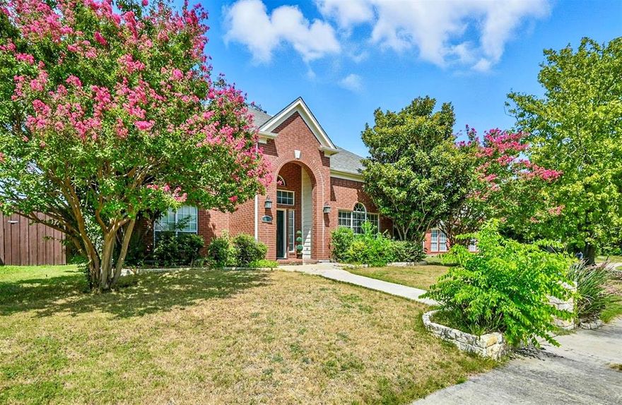 Beautifully upgraded home in the highly sought-after FRISCO ISD!! Designed for both comfort and practicality, the home features high ceilings, two spacious living areas, and abundant natural light throughout. The kitchen includes upgraded stainless steel appliances, lots of counter space, and a bright breakfast area overlooking the backyard. Upstairs, the primary suite offers a soaking tub, separate shower, dual sinks, and a generous walk-in closet. Two additional bedrooms share a full bath and provide ample closet space. All bedrooms include plush carpeting and ceiling fans. Thoughtful details such as custom trim and stylish lighting add both charm and functionality. Step outside to a private yard with a shaded pergola patio--perfect for relaxing or entertaining. The home also offers covered parking for up to four vehicles with a garage and extended driveway. Conveniently located near shops, parks, and major roadways including HW 121 and DNT, this home combines everyday convenience with long-term value in a highly desirable community.