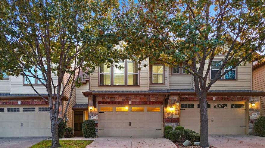 LOCATION! LOCATION! LOCATION! This 2-bedroom, 2.5-bath townhouse boasts a unique and desirable floor plan. The main bedroom is situated on the second floor, adjacent to the spacious living area and kitchen, which adjoin the dining area. The first floor features a generously sized secondary bedroom. Additionally, the lower level encompasses a substantial den or can be a game room, office or another family room, and a full bathroom. The floor plan affords occupants high degree of privacy. The primary bedroom windows feature additional noise reduction glass to minimize external traffic noise. The refrigerator, washer and dryer are all included in the sale. Curtain rods and curtains through out the house add a sense of warmth and beauty. Ceiling fans are present in each room for extra comfort. Another primary advantage of this property is its exceptional location, with proximity to major highways, restaurants, entertainment venues, businesses, walking trails and parks. There is a good size community pool in the property , perfect for beating the heat during the Texas summer. The property is mere feet away from a grocery store and other commercial establishments. Investors and homeowners alike can capitalize on a vast potential of owning this property. Schedule your tour now!!!