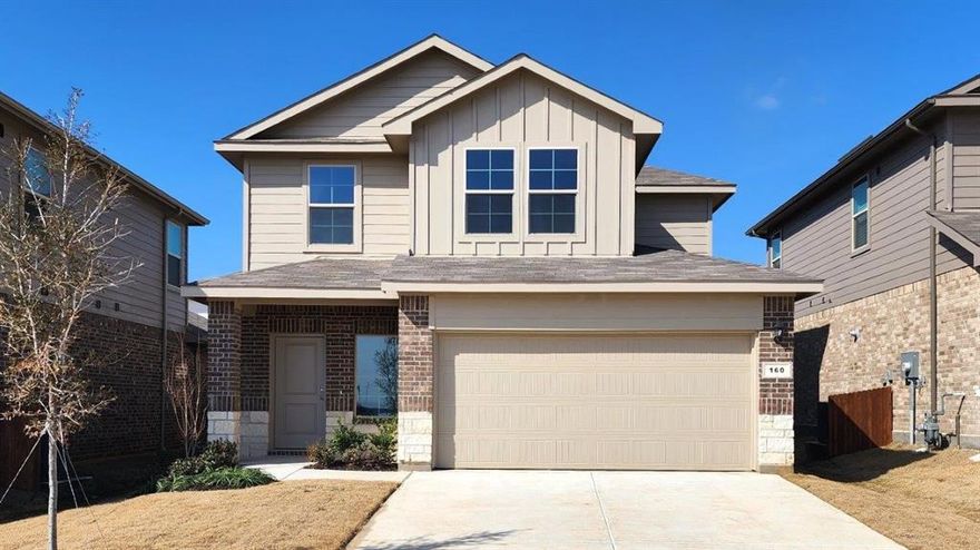 Available for a Quick Move-in!! New phase now selling! D.R. Horton America's Builder since 2002 is excited to serve as your home builder in the fabulous unique master planned community of Springhill South in Boyd! The Hanna elevation B, is a two-story home featuring 4 bedrooms, 2.5 baths, and 2-car garage. The entry foyer leads to a powder bath before opening to the kitchen, dining, and family rooms in an open concept floor plan. The gourmet kitchen includes granite counter tops, stainless steel appliances with gas cooking range, and a kitchen island overlooking the dining room.  The downstairs main bedroom features an attractive en-suite with a separate water closet, cultured marble vanity countertop, and a large walk-in closet. The second story includes all secondary bedrooms, second full bath, and upstairs game room. A rear covered patio is located off the family room and is built standard. Additional features include: tankless water heater; ceramic tile flooring in entry, halls and all wet areas; plush carpeting in living room and all bedrooms; cultured marble bathroom countertops; and full yard sod, landscaping and irrigation. This home includes our AMERICA'S SMART HOME package. Using one central hub that talks to all the devices in your home, you can control the lights, thermostat and locks, all from your cellular device. Using one central hub that talks to all the devices in your home, you can control the lights, thermostat and locks, all from your cellular device. Community Pool, Cabana, Walking Paths, Park, basketball court.