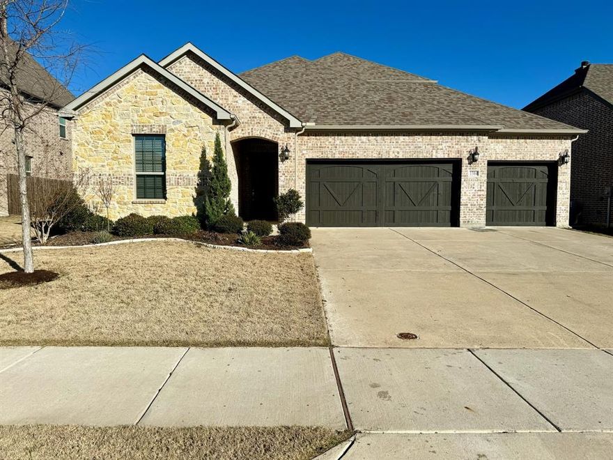 Like new - Open and flexible floor plan with 2 or 3 bedrooms down and 1 upstairs.    3 car garage and fenced backyard.   Kitchen, Dining Room and 1st floor family room are great for entertaining family and friends.  The 1st floor office has a door for work privacy or can easily be BR 4 or private home office working area.   Lots of storage with a 3 car garage.  Great outdoor extended patio with girl area and covered patio and open patio areas.   Includes kitchen refrigerator and washer and dryer.   This is a master-planned community; you will love the community center and pool area.   Easy access to major highways and local schools.