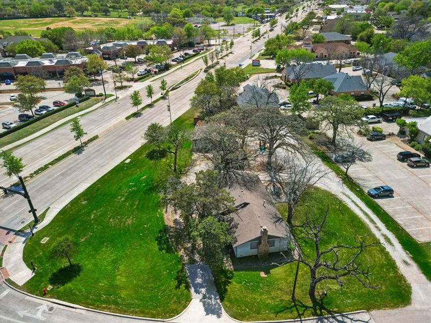 High visibility corner lot with over 20,000 VPD. Surrounding properties zoned PUD and CC1 ready for buyer to rezone to CPO or Office (currently AG). To confirm rezone allowance for any planned use, the buyer to contact City of Colleyville Planning and Community Development. For driveway access question on HW26, contact TxDot. City water and sewer are close by; contact City of Colleyville to confirm the exact location. Buyer to purchase new survey if existing survey is not acceptable. Buyer to confirm all details. Do not access the property without approval from the listing agent, and do not disturb the existing tenant.