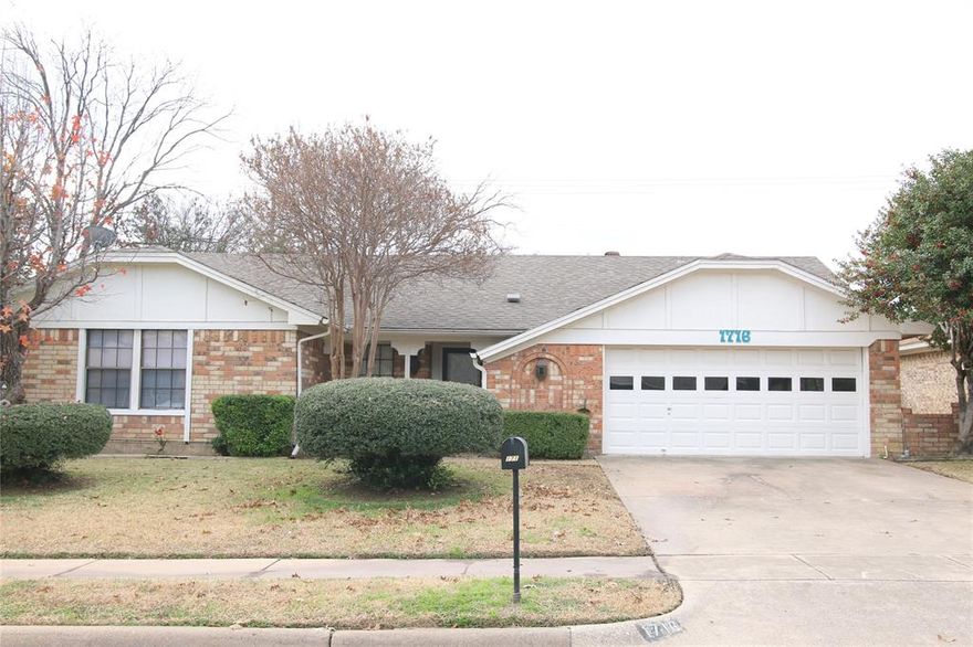 Immaculate condition! Wood-like tiles in all bedrooms. Large living room with vaulted ceiling and cozy fireplace. Master bath has his-hers walk-in closets and separate vanities. Split bedroom arrangement. Back yard has a huge covered patio and a storage shed. Great north Bedford location and schools. Convenient to Dallas, Fort Worth or Plano-Frisco-McKinney area.