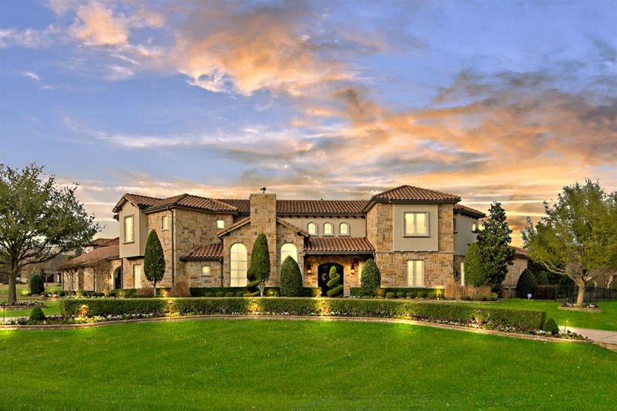 Situated on an acre in the prestigious community of Tranquility Farms and zoned to highly acclaimed Lovejoy ISD, this exceptional luxury estate offers a perfect blend of elegance, comfort, and functionality. The home welcomes you with grand architectural details, soaring ceilings, and expansive living spaces filled with natural light. Designed for both everyday living and entertaining, the open-concept layout flows effortlessly between the main living areas and a gourmet kitchen equipped with high-end appliances, double dishwasher, custom cabinetry, generous counter space, and an oversized island ideal for gathering. The private primary suite serves as a serene retreat with a spa-inspired bathroom and spacious walk-in closet, while additional bedrooms provide comfortable accommodations for family and guests along with two laundry rooms(one downstairs and one upstairs). Multiple living and entertaining areas throughout the home offer flexibility for work, relaxation, and hosting. Outdoors, the expansive property provides an amazing pool-spa oasis, full outdoor kitchen, a living space with a fireplace, beautiful green space and room to enjoy peaceful surroundings with plenty of privacy. Combining refined craftsmanship, thoughtful design, and a prime location close to shopping, dining, and major commuter routes, this home offers an elevated lifestyle in one of Fairview’s most desirable communities.