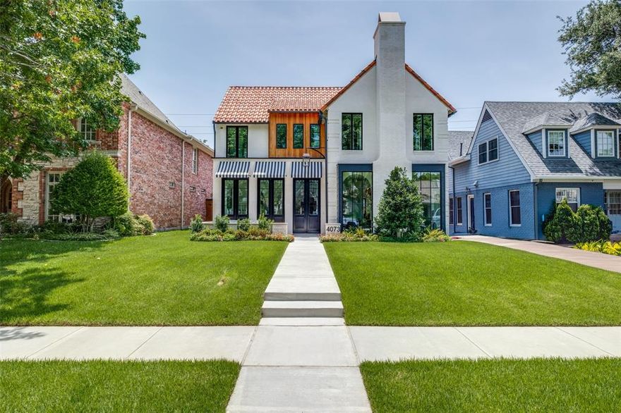 Welcome to 4073 Stanford Avenue, a masterpiece of modern elegance nestled in the prestigious enclave of University Park, Dallas. This newly constructed home, designed by the renowned architect Eddie Maestri, is a testament to sophisticated living with a touch of wit and charm. Spanning an impressive 4,652 square feet, this Santa Barbara Spanish-style residence boasts five bedrooms and five and a half baths, offering ample space for both relaxation and entertainment. Step inside to discover the exquisite design selections curated by Maestri Studio, where every detail has been meticulously crafted to create an ambiance of timeless luxury. The living spaces are bathed in natural light, highlighting the seamless blend of traditional and contemporary elements. The gourmet kitchen, a chef's delight, features top-of-the-line appliances and elegant finishes, perfect for culinary adventures. Retreat to the sumptuous master suite, a private oasis with a spa-like bath that promises tranquility. With its captivating design and unparalleled craftsmanship, 4073 Stanford Avenue is not just a home; it's a lifestyle. Embrace the elegance and make it yours today. Rate buy down concession available.