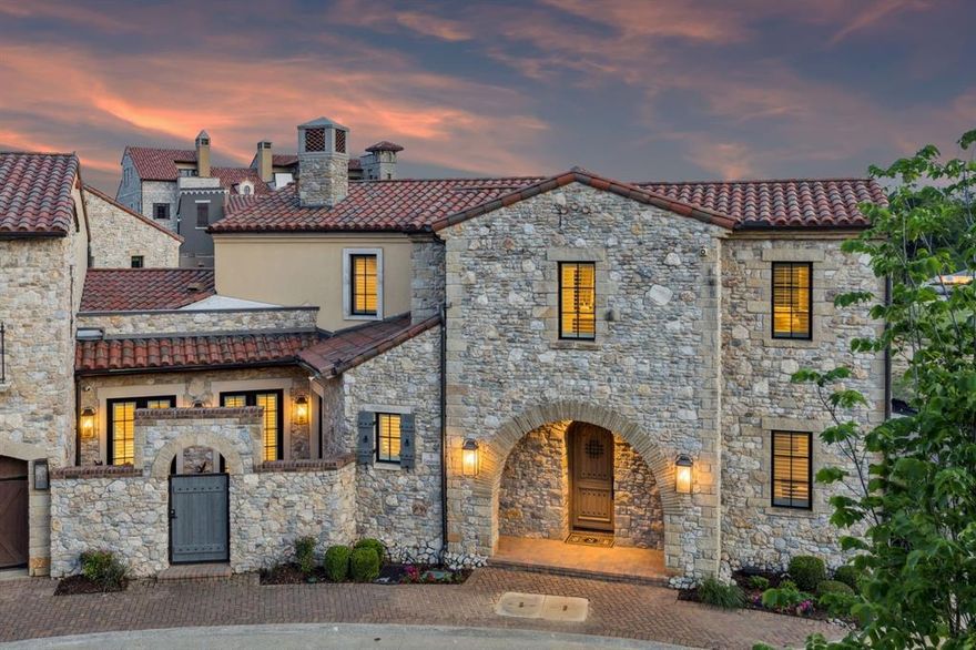 Exceptional 2019 Calais Custom Homes construction in Westlake Entrada — an elite International Baccalaureate World School community just 8 minutes from DFW International Airport. Westlake residents benefit from automatic enrollment at Westlake Academy. Residents' grandchildren are eligible for enrollment through the Grandparent After School Care Acceptance Program (conditions apply) - providing potential IB World School access for multi-generational families. The IB curriculum is recognized in 140+ countries. This rare combination of IB World School access, 8-minute DFW Airport proximity, lock-and-leave living, and premium Calais construction creates exceptional value. Premium Calais finishes include hand-scraped genuine white oak floors throughout, honed marble countertops, Sub-Zero&Wolf appliance package, custom millwork and trim, and superior sound insulation. Main floor master suite features custom walk-in closet. Study also on main floor offers single-level living option. Two upstairs private guest suites each include dedicated bathroom and large walk-in closet. All three suites provide hotel-level privacy with no shared bathrooms and no sightlines from living areas. One upstairs suite currently configured as fitness room demonstrates flexible use — lifestyle space today, guest bedroom tomorrow. Second floor living & flex space ideal for media room or home office. Quiet-by-design architecture ensures no bedroom has living space above it, creating peaceful sleep zones with zero footsteps overhead. Corner lot location with minimal shared wall (10 linear feet, one story only) provides library-quiet privacy. Private stone courtyard elegantly equipped with gas outdoor grill and self-watering pots. This 2,850-square-foot home offers right-sized luxury with no wasted space — ideal for downsizers, internationally mobile executives, and families seeking top-tier IB education. Residents choose between Westlake Academy IB World School or top-rated Carroll ISD.