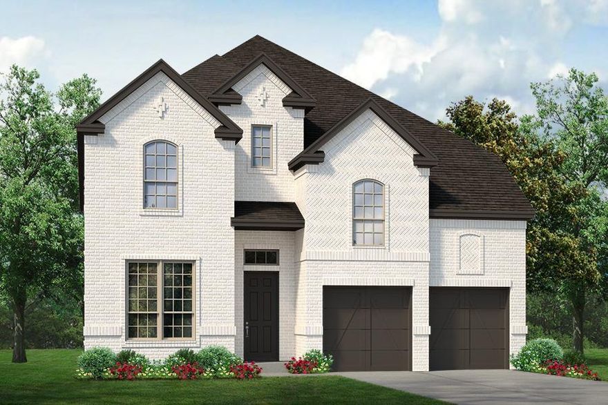 MLS# 20620782 - Built by Sandlin Homes - Ready Now! ~ Our Monte Carlo plan with 4 bedrooms, 3.5 bathrooms, 2 living areas, bay windows in the owners bedroom, game room, media room with sitting area, covered patio and balcony. This home is designed with 3cm quartz countertops, painted cabinets, wood hood vent, upgraded carpet, tile, and engineered hardwood flooring, and matte black fixtures.