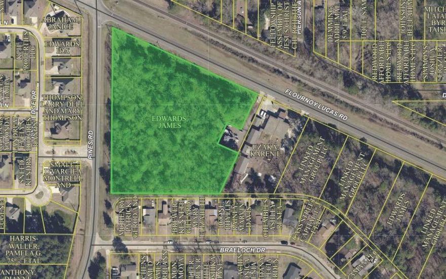 Prime Commercial Opportunity in Shreveport. Discover the potential of this expansive 4.4-acre commercial lot, strategically positioned at the bustling intersection of Flournoy Lucas and Pines Road in Shreveport, LA. Zoned C-2, this versatile property offers an incredible prospect for development into retail spaces, offices, restaurants, and more. Its remarkable corner location in a high-traffic area promises exceptional visibility and accessibility, perfect for driving business growth and customer engagement.