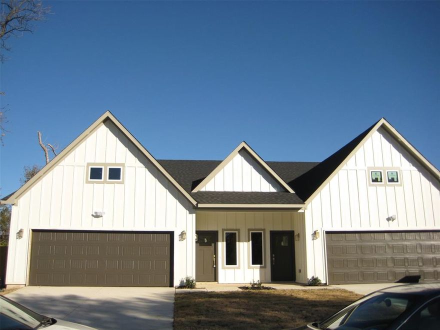 DIAMOND IN THE ROUGH!!! NEW CONSTRUCTION CUSTOM BUILT DUPLEX, RENTAL INCOME OPPORTUNITY, JUST IN TIME TO WELCOME 2026 WORLD CUP SOCCER-FIFA AND MANY MORE MAJOR EVENTS, (1.5 MILES) CONVENIENTLY LOCATED IN THE VIBRANT HEART OF ARLINGTON ENTERTAINMENT DISTRICT with world class venues such as AT&T STADIUM, GLOBE LIFE FIELD, TEXAS LIFE,ETC. This stunning one-story duplex offers spacious 1,546 square feet living space in each unit, 3 bedrooms, 2.5 baths, 2-car garage, this duplex is meticulously designed to show off open concept living room with built-in decorative electric fireplace, beautiful backsplash and quartz countertop in kitchen, pendant lightings above kitchen island. This duplex is perfect for either short or long term rental income!!! ASK ABOUT BUILDER'S WARRANTY